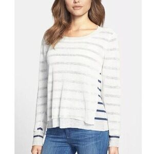 Eileen Fisher Double Layer Stripe Linen Blend Sweater
